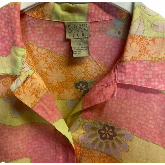 Sigrid Olsen Collection Women's Patchwork Button Up Shirt Blouse Floral Sz Small - Picture 5 of 8